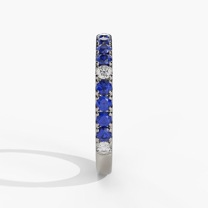 Blue Sapphire & Diamond Birthstone Band
