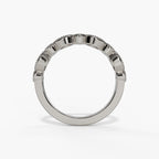 Milgrain Marquise Round Diamond Band Blue Sapphire