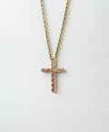 14K Yellow Gold Natural Diamond Cross Necklace
