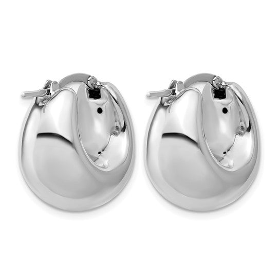 Sterling Silver Rhodium-Plated Polished Puffed Hoop Earrings – Made in Italy