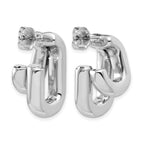 Sterling Silver Polished Fancy Post J-Hoop Earrings