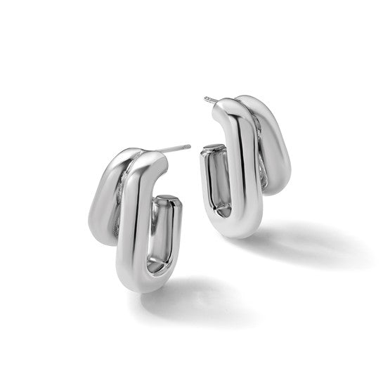 Sterling Silver Polished Fancy Post J-Hoop Earrings