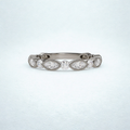 Milgrain Marquise and Round Diamond Stackable 14KW Wedding Band