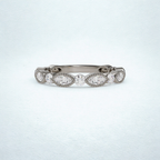 Milgrain Marquise and Round Diamond Stackable 14KW Wedding Band