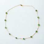 14K Yellow Gold Emerald Station Necklace 18''