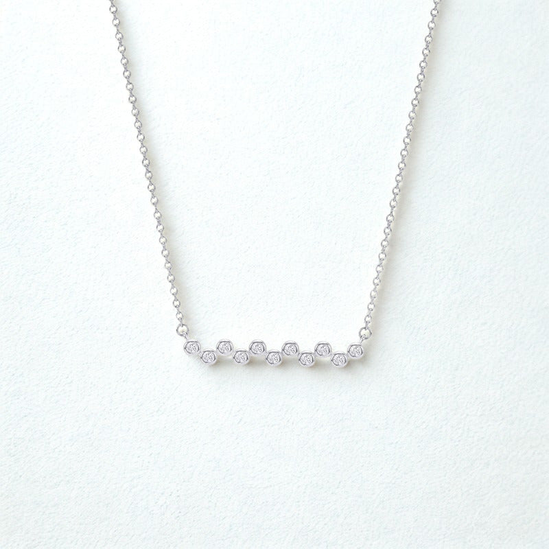 0.15 Carat Diamond Bezel Station Necklace in 14K White Gold