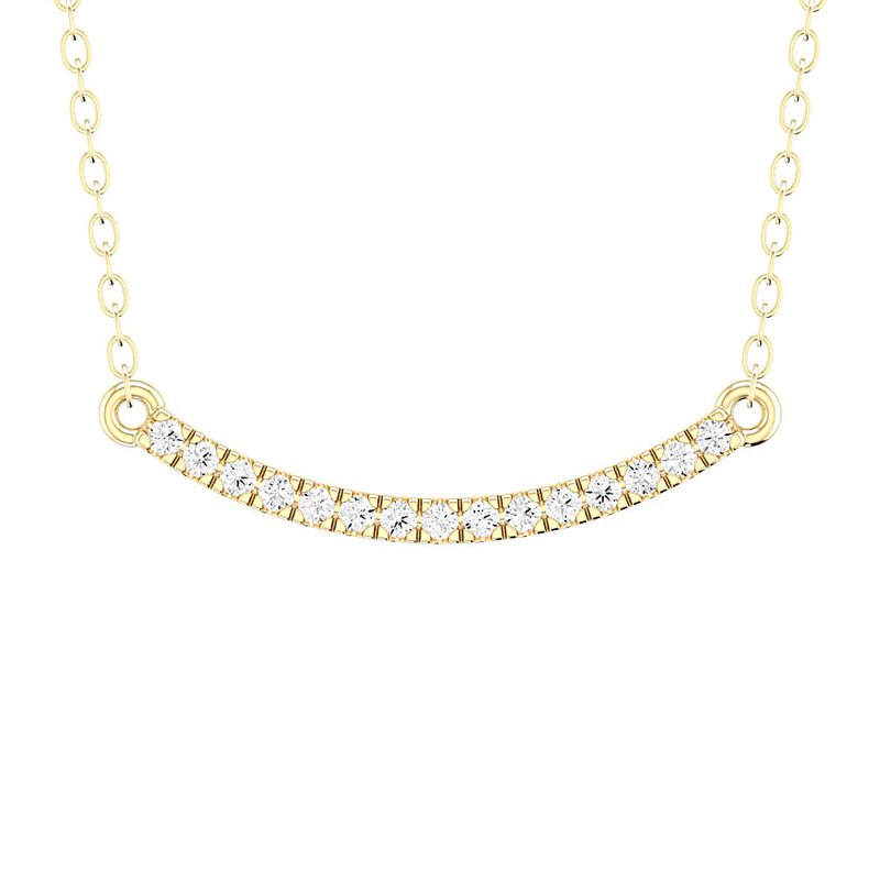0.12 Carat Curved Diamond Bar Necklace in 14K Yellow Gold
