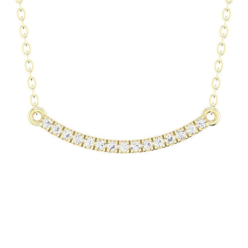 0.12 Carat Curved Diamond Bar Necklace in 14K Yellow Gold