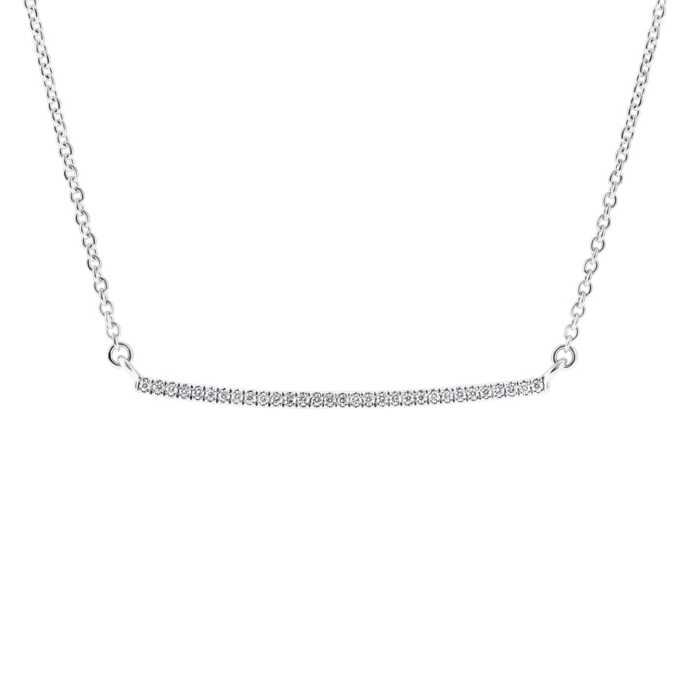 0.10 Carat Diamond Bar Necklace in 14K White Gold