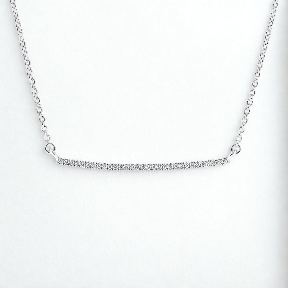 0.10 Carat Diamond Bar Necklace in 14K White Gold