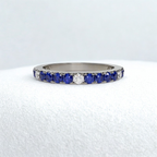 Blue Sapphire & Diamond Birthstone Band